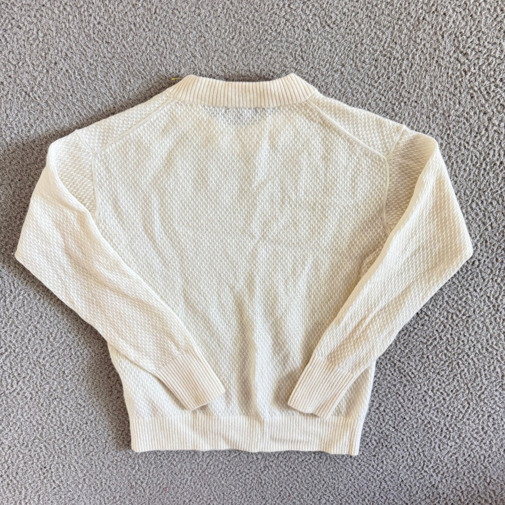 Quince Baby Alpaca Wool Diamond Stitch Cream Sweater Small Minimalist ZJSA001 - Picture 10 of 10